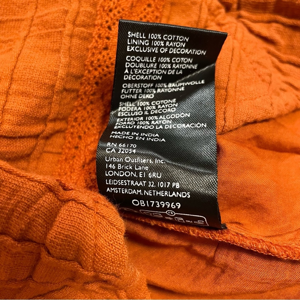 Free People Rust Orange Riviera Ruffled Square-Neck Button Front Crop Top - Picture 8 of 9